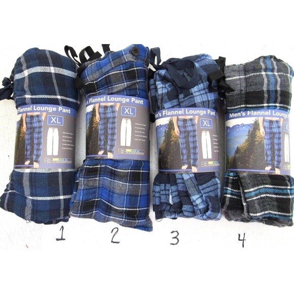 Men's Rugged Frontier Blue Blue Black Flannel Lounge Pajama Pants Size M-2XL NEW - Picture 1 of 3